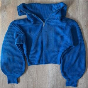 Blue Ribbed Women's Top